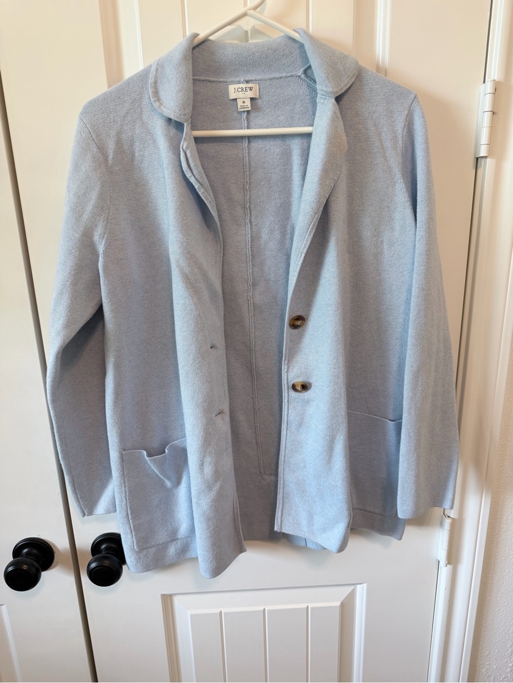 J.Crew Small Light Blue Cotton Knit Sweater Blazer Cardigan